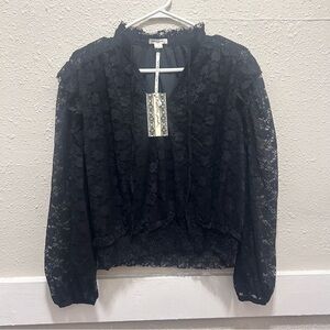 Ultra Pink NWT Black Lace Blouse